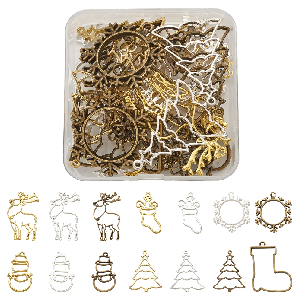 Подвеска с открытой задней частью из сплава в рождественском стиле 28 шт./кор. для