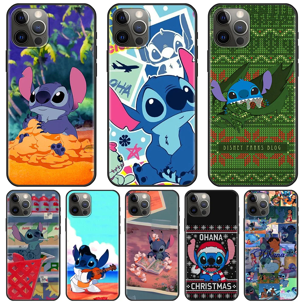 

Case For Apple iPhone 12 13 Pro Max 12 13 Mini SE 2020 XR Cover Silicone Coque Disney Lilo And Stitch Merry Christmas