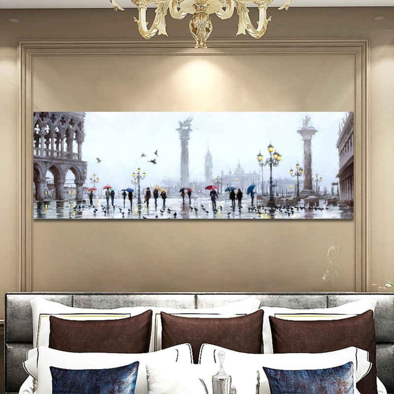 

Abstract Landscape Canvas Painting Lovers and City View Posters and Prints Cuadros Wall Art Pictures for Living Room Home Decor
