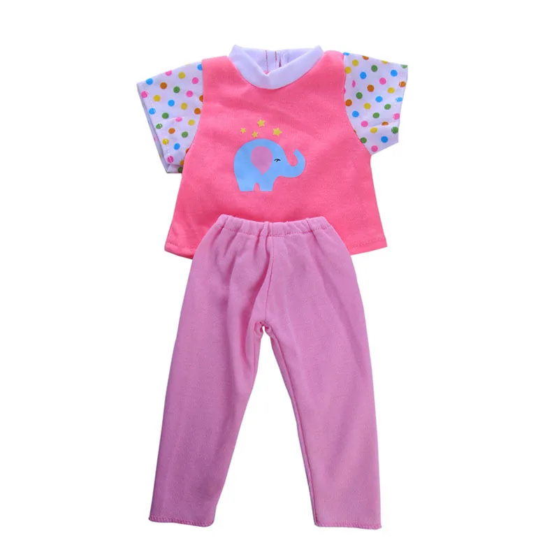 Костюм из футболки и брюк в виде слона розового цвета для 18-дюймовых американских