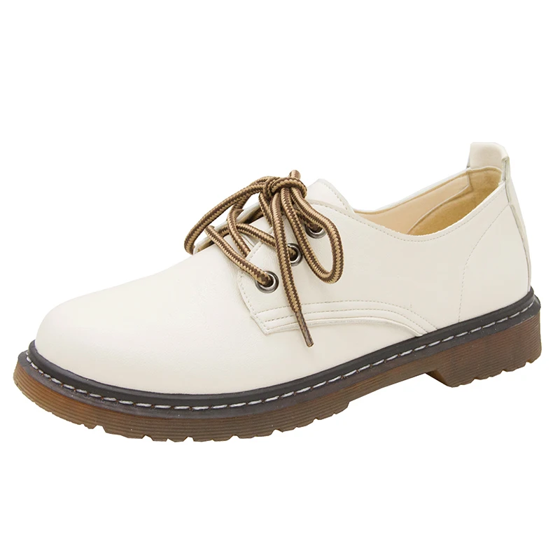 

2021 Spring and Autumn New Fashion Heart-Shaped Single Shoes British Style Small Leather Shoes Lace Up Casual Women's Shoes
