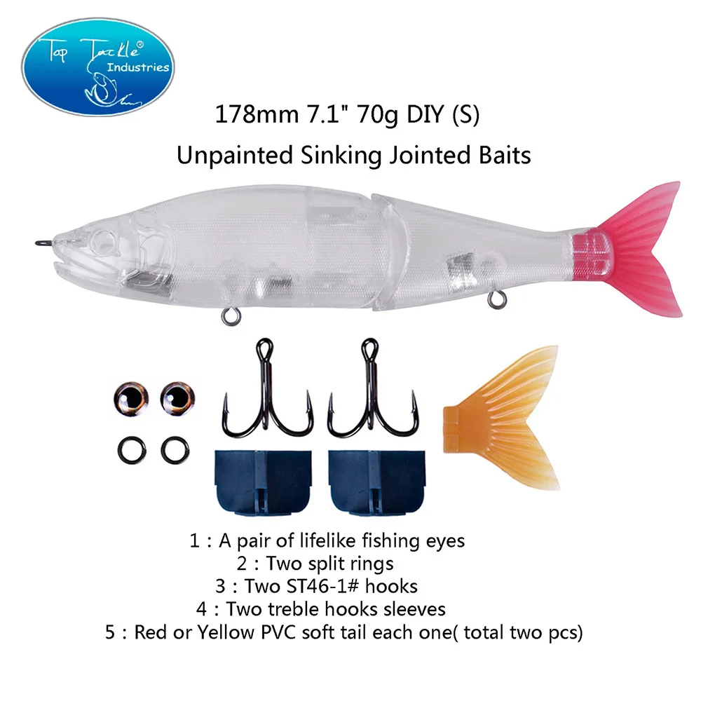 

unpainted swimbait DIY fishing lure jointed bait CF LURE slow sinking floating 148mm 178mm Topwater Section Swimbait Bass