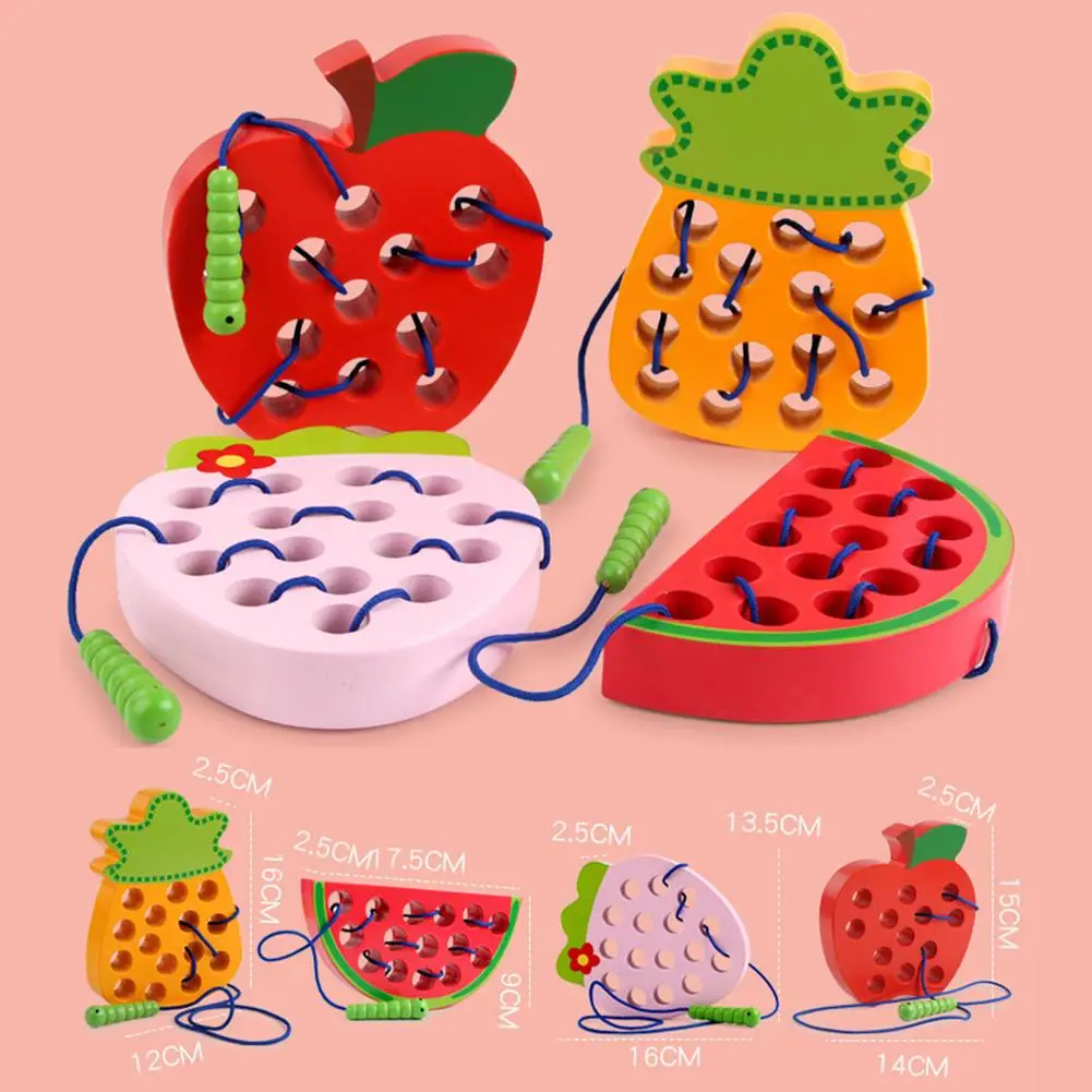 Деревянный пазл с фруктами и клубничками игрушка для раннего обучения обучающие