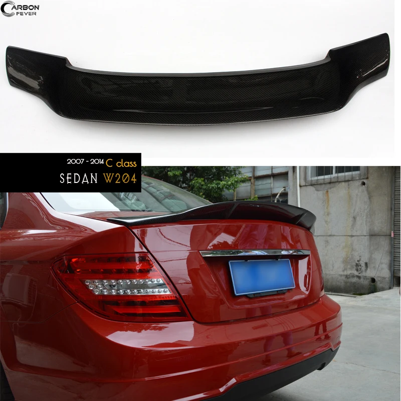 Задний спойлер для багажника из настоящего углеродного волокна W204 C class Sedan 2007 2014 UV