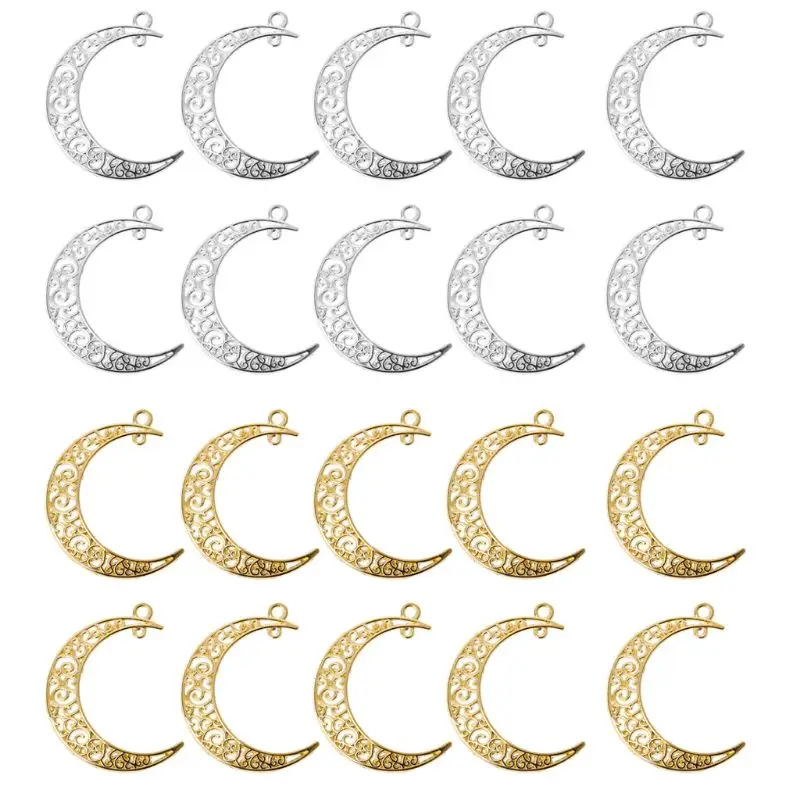 

10Pcs Hollow Moon Crescent Symbol Filigree Charm Pendant DIY Jewelry Making