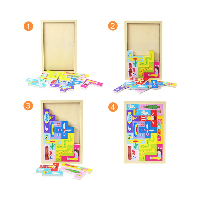 

High Quality Creative Children Educational Toys Baby Puzzles Wooden Rainbow Tetris Jigsaw Toys Assembly Puzzle Color Sets