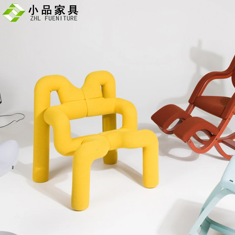 

modern chair sketch furniture simplicity individualization handrail pipe-shaped designer restaurant ins originality kitchen