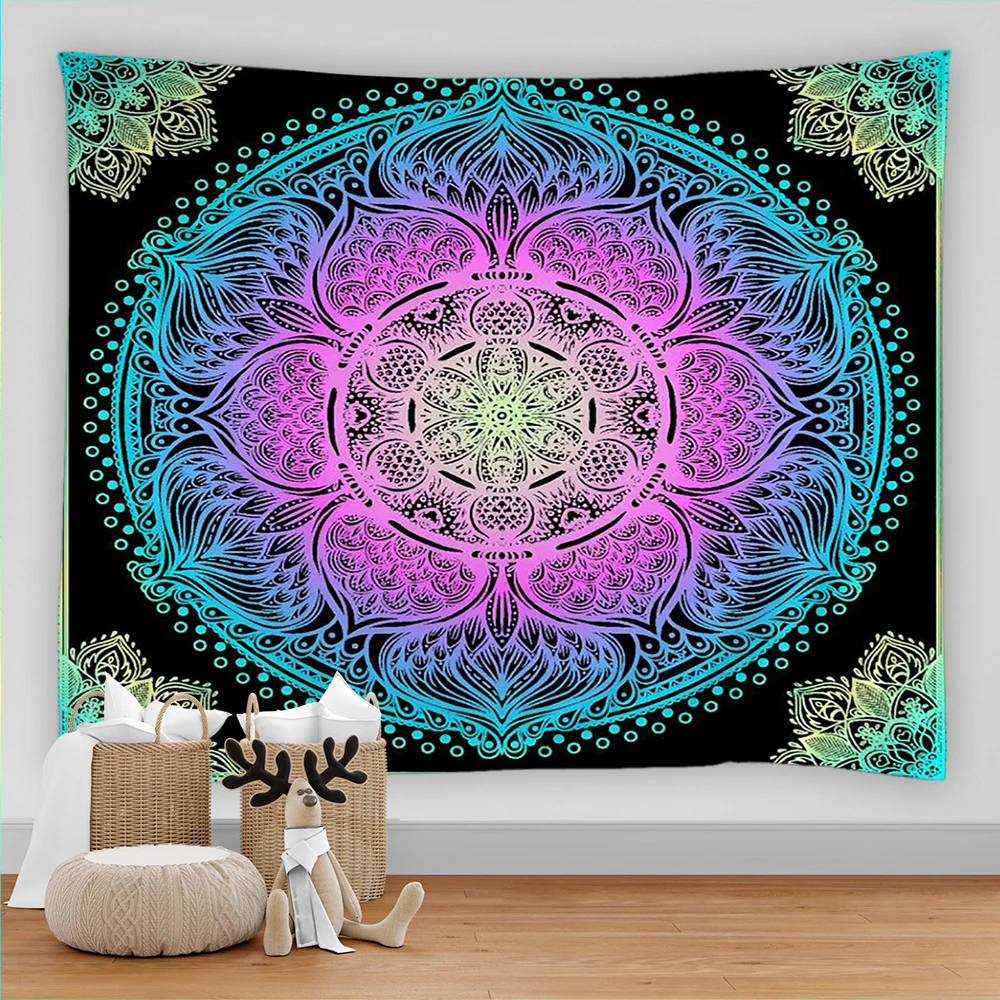 

India Mandala Tapestry Wall Hanging Boho Decor Wall Cloth Tapestries Psychedelic Hippie Night Moon Tapestry Mandala Wall Carpet