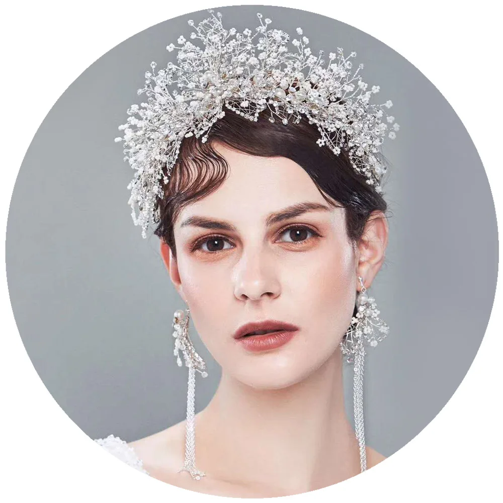 

JaneVini Luxury Silver Handmade Rhinestone Bridal Headband Sparkling Crystal Princess Headpiece Wedding Jewelry Hair Accessories