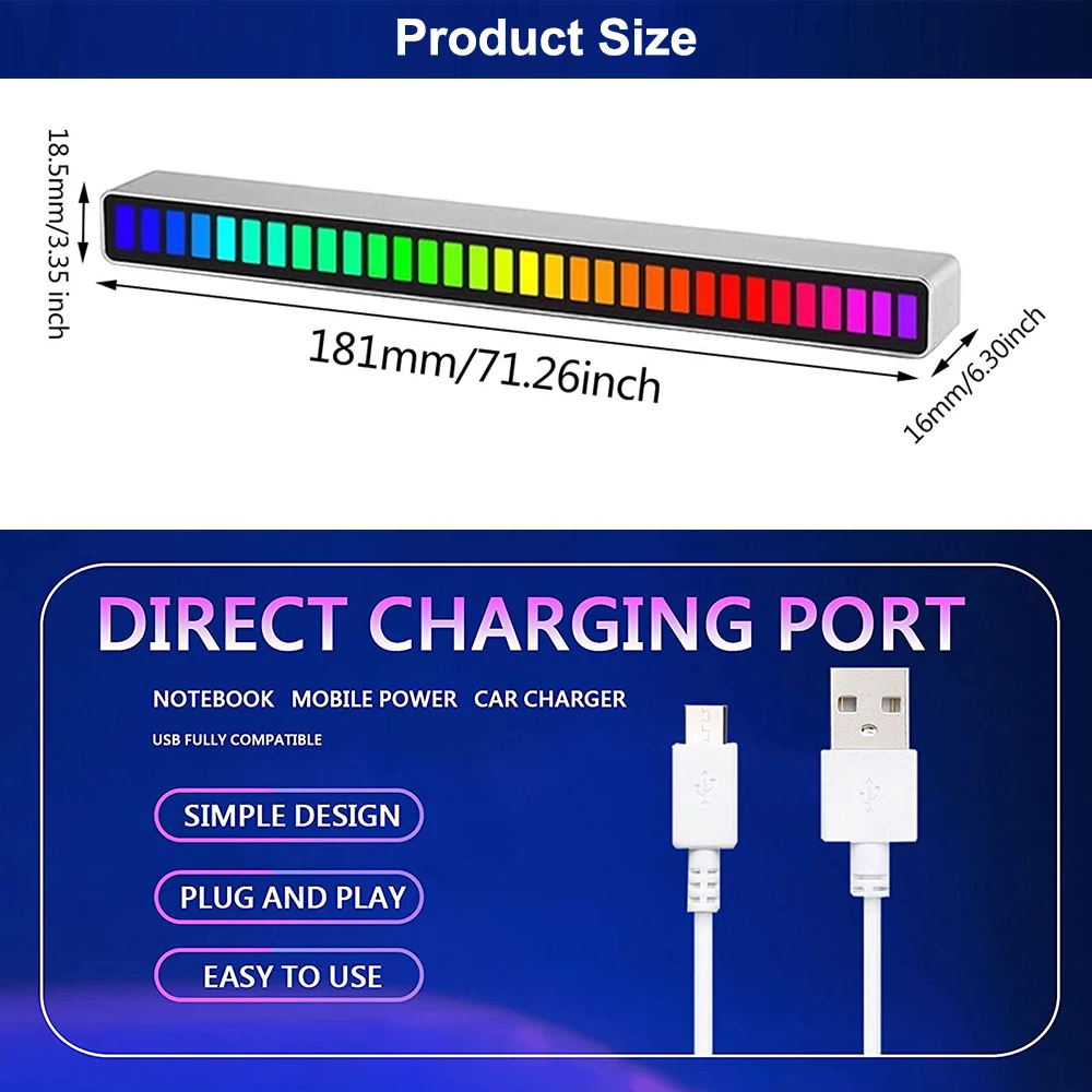 Светодиодный ночник с Bluetooth зарядкой через USB 32 40 светодиодов музыкальный звук