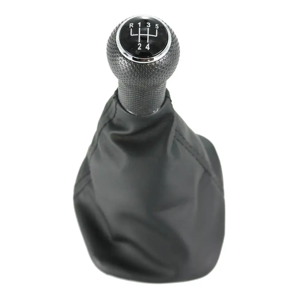 Черный Для VW Golf 4 MK4 Jetta 4 Varaint Bora 1998 1999 2000 2001 2002-2006 Новые 5 шт/упаковка, Скорость ручка переключения рулевого механизма автомобиля с кожаные ботинки - Название цвета: Черный