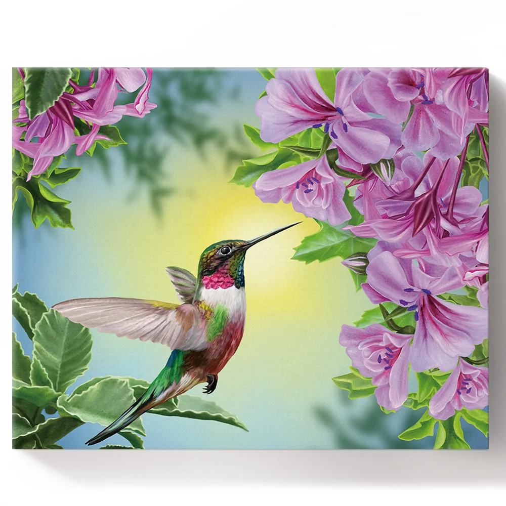 DIY картина маслом в рамке по номерам растения Цветок колибри картины холст для