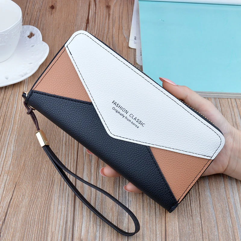 Bokinslon Hand Take Wallet Ladies Long Zipper Tassel Hit Color Large Capacity Mobile Phone Bag Woman | Багаж и сумки