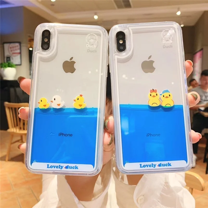 

Luxury Cartoon 3D Swimming Duck Dynamic Liquid Cover Case for Apple IPhone 12 11 Pro Max 7 8 Plus X Xr Xs Max Phone Cases Coque