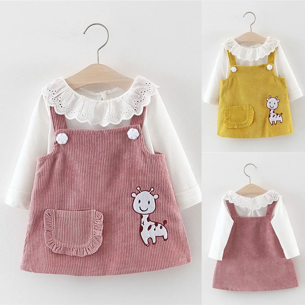 Одежда для маленьких девочек Детская футболка с кружевным воротником и длинными