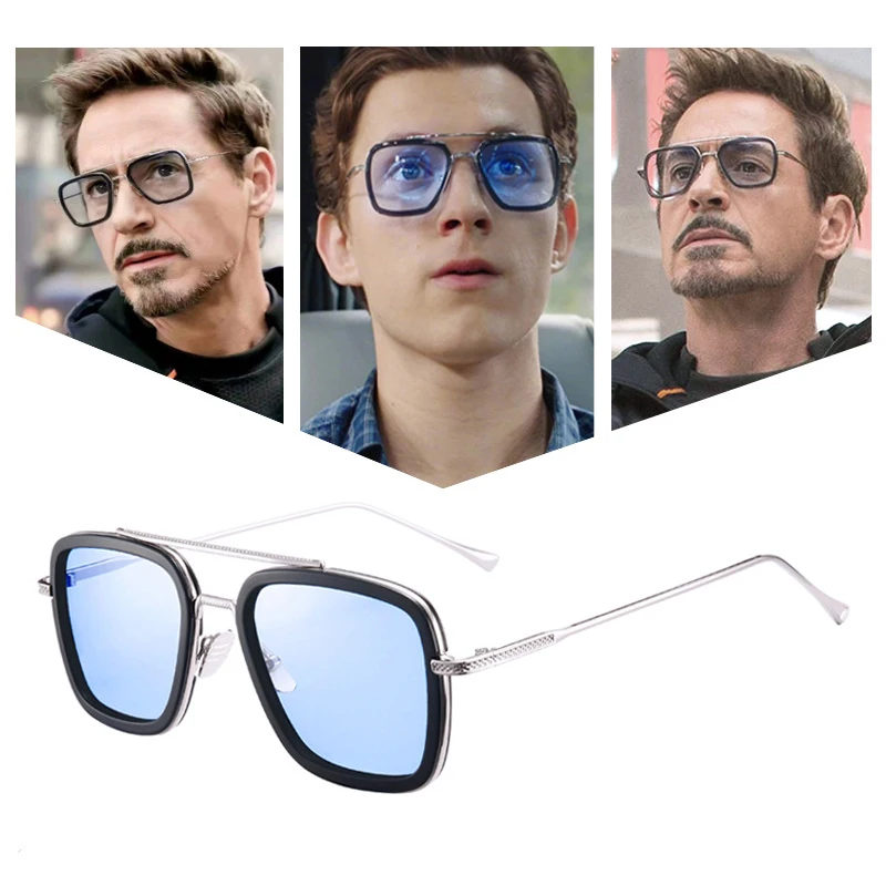 Elbru мужские солнцезащитные очки модные в стиле панк железные Тони Старка
