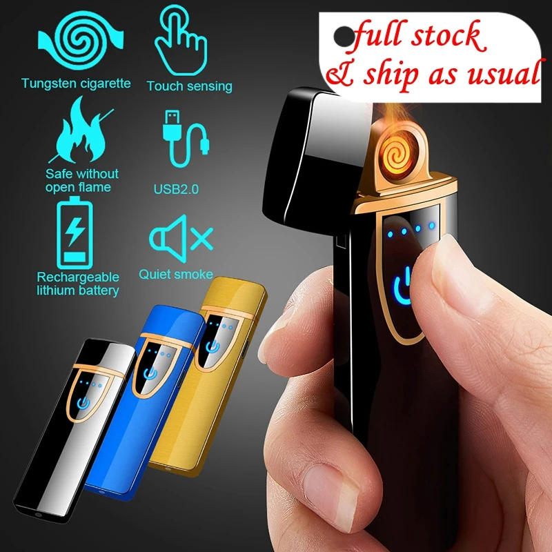 USB аккумуляторная Электронная зажигалка сенсорная Индукционная ветрозащитная