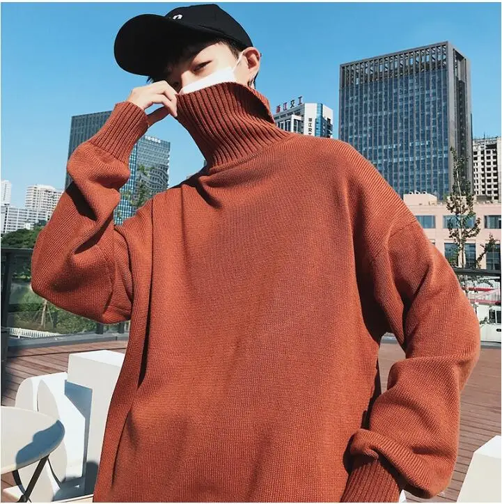 Новинка 2018 зимние свитера с воротником хомутом мужские рубашки подкладом в