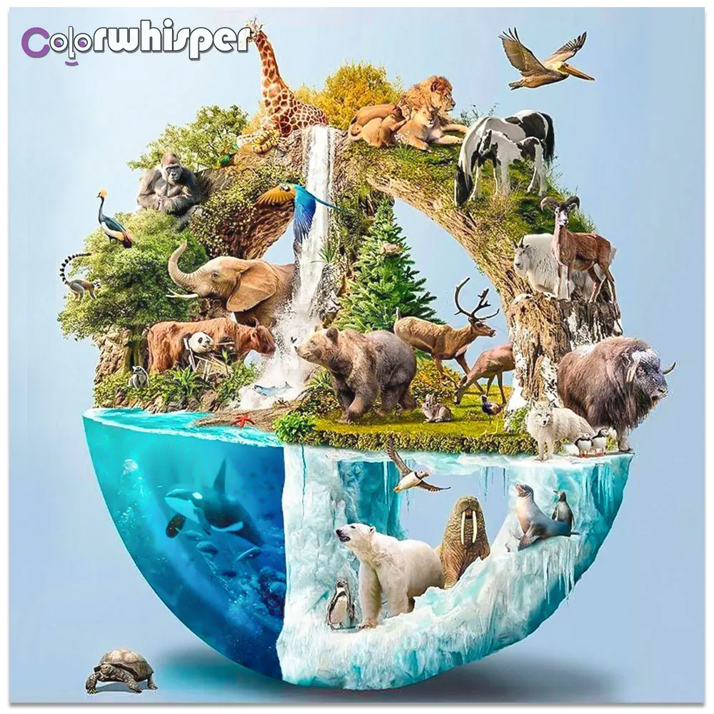 Daimond картина 5D полный квадрат/круглый слон Кит полярный медведь Алмаз Стразы