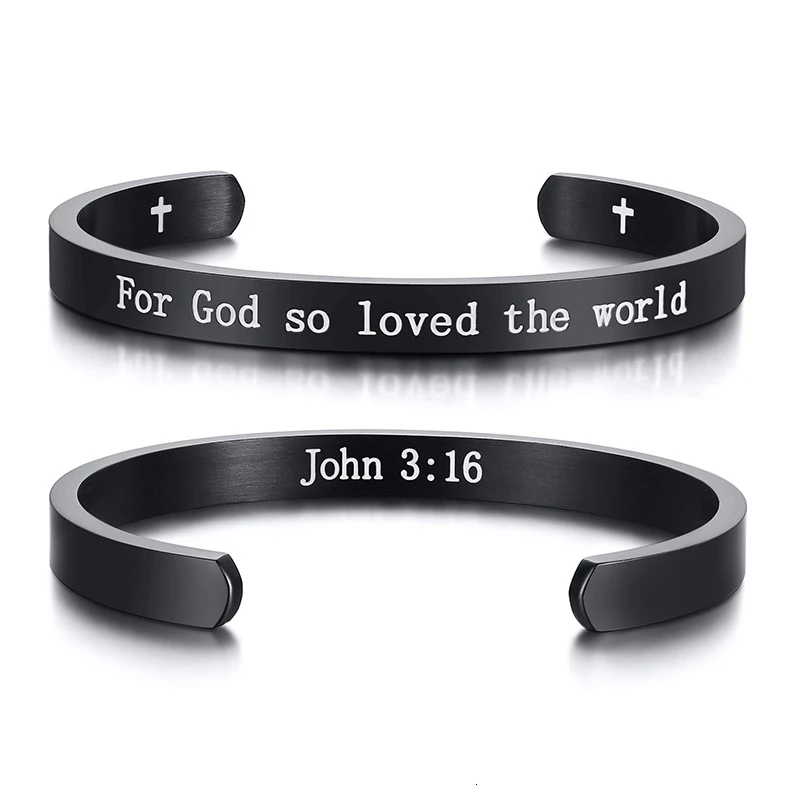 Vnox с гравировкой "For God so Love the world John 3:16" вдохновляющие библейские цитаты браслеты-манжеты для женщин и мужчин