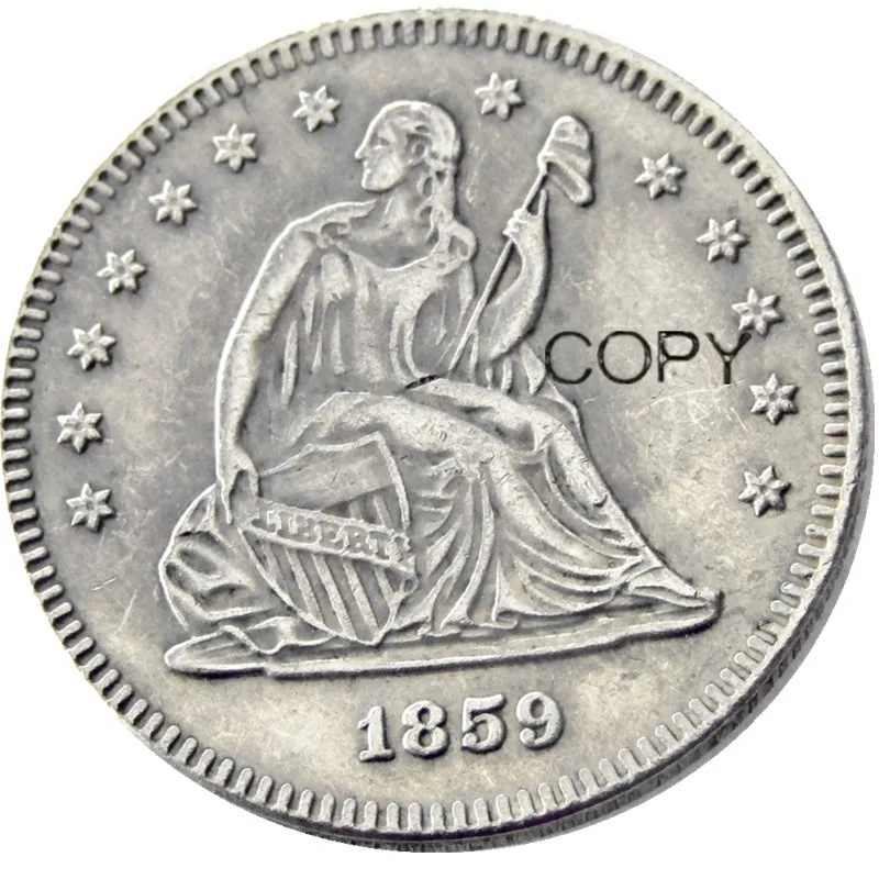 US 1859 P/O/S Seated Liberty Quater Dollar Silver Plated Copy Coin | Non-currency Coins