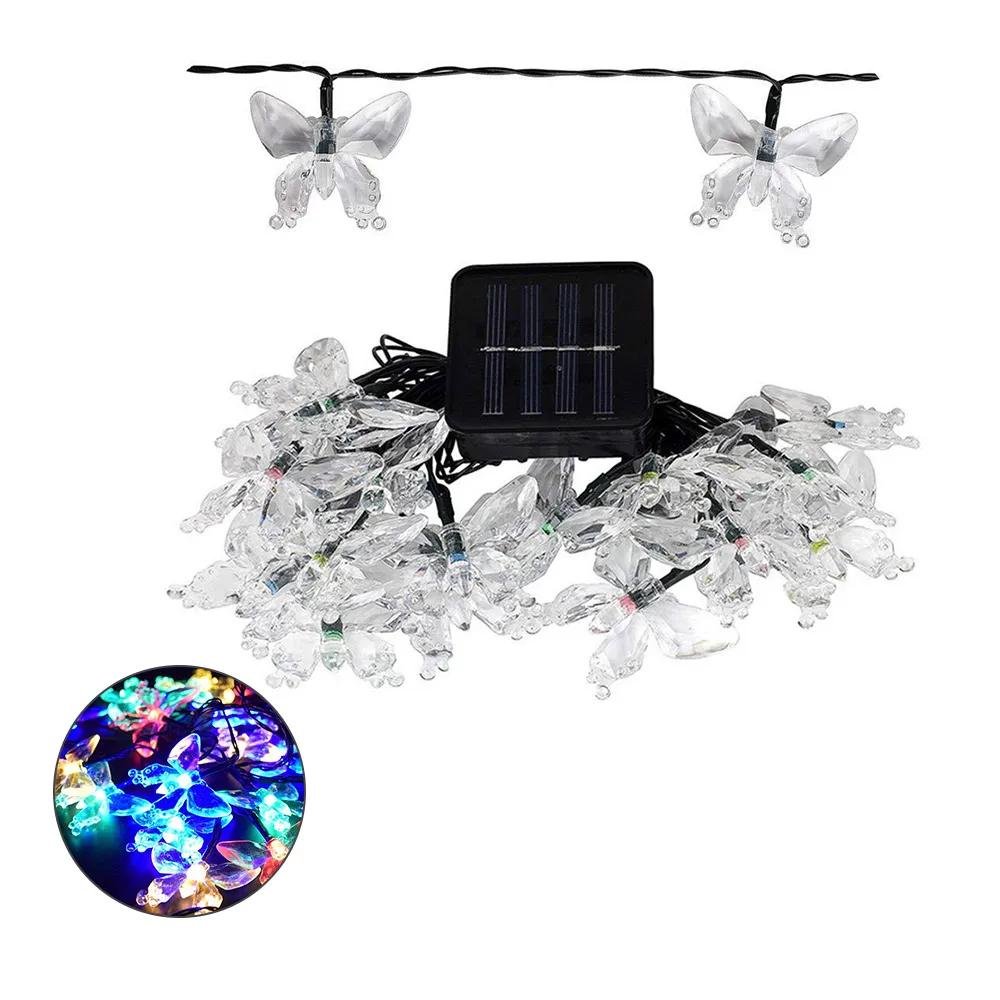 Светодиодная гирлянда с бабочками 20 светодиодов уличное освещение цветная