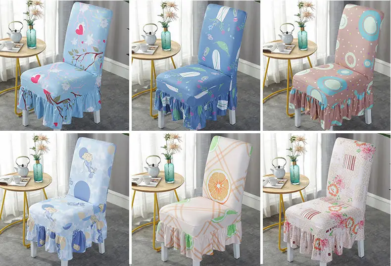 Печать обеденный стул Slipcover современный Съемный Анти-грязный кухонный чехол для