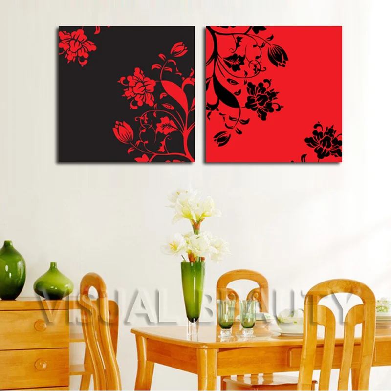 

FREE SHIPPING Beautiful Flowers Canvas Art Easy for Pictures Oil Painting Canvas Painting(Unframed) 2 Pieces Home Decor Poster