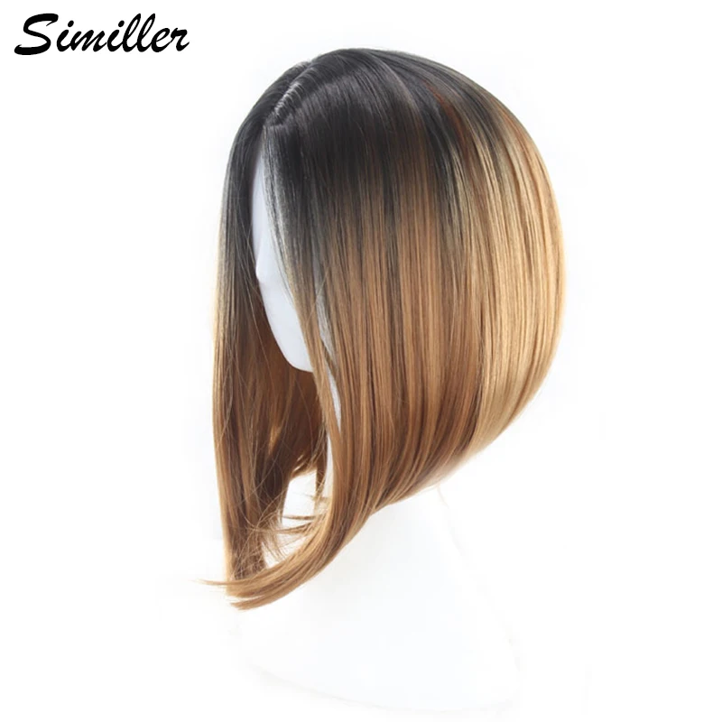 Similler для женщин прямые волосы Омбре синтетические парики черный корень