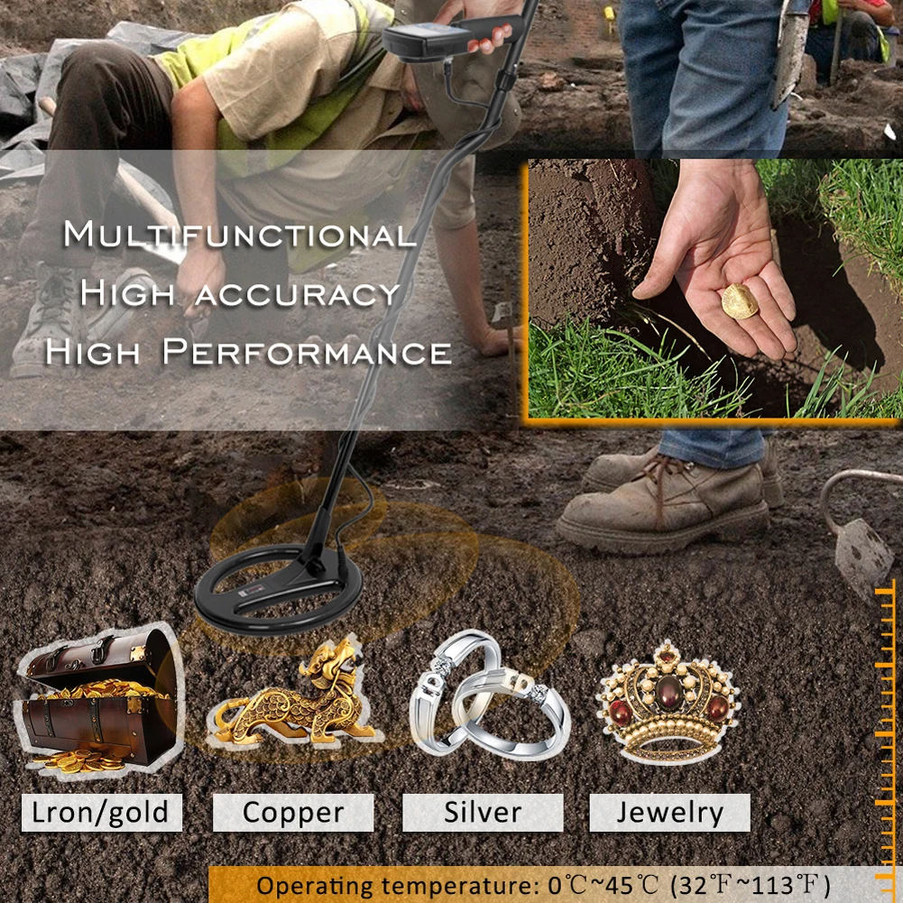 MT705 ЖК дисплей Портативный легко Установка подземный все детектор металла 270 мм