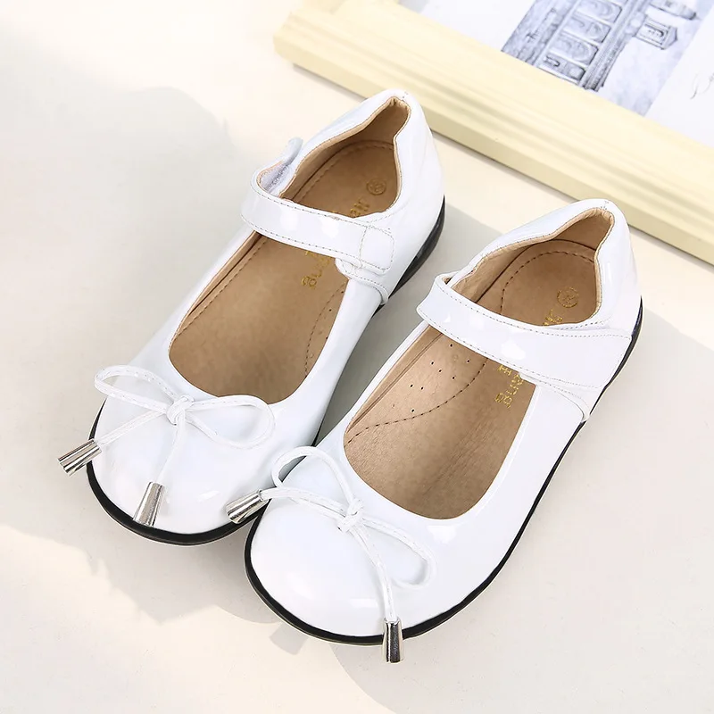 Школьные туфли Mary Jane Кожаные для девочек Модные детские принцессы с бантом Цвет