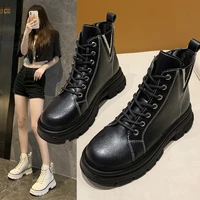 fashion luxury 2021 platform boots ankle shoes for women v mouth short boots womens british style thick heel pu womens shoes