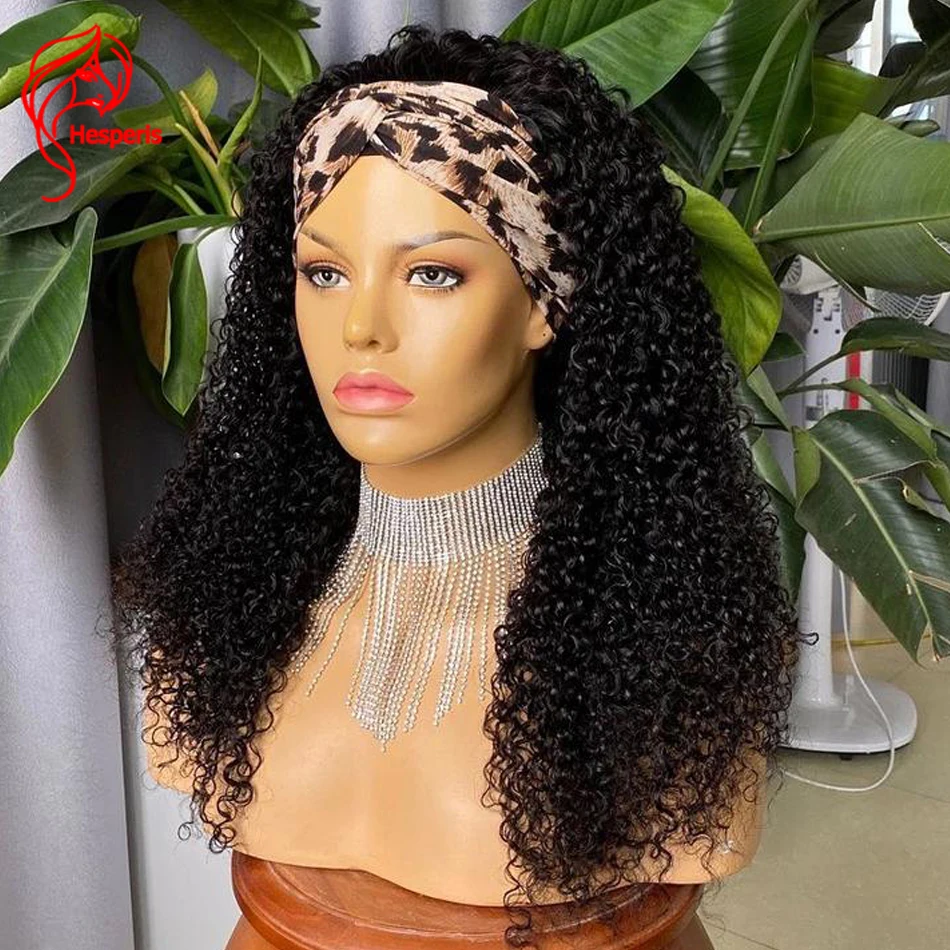 

Hesperis Headband Wigs Human Hair For Black Women Glueless Curly Remy Hair Machine Made Wig 150 Density Brazilian Hair Wigs