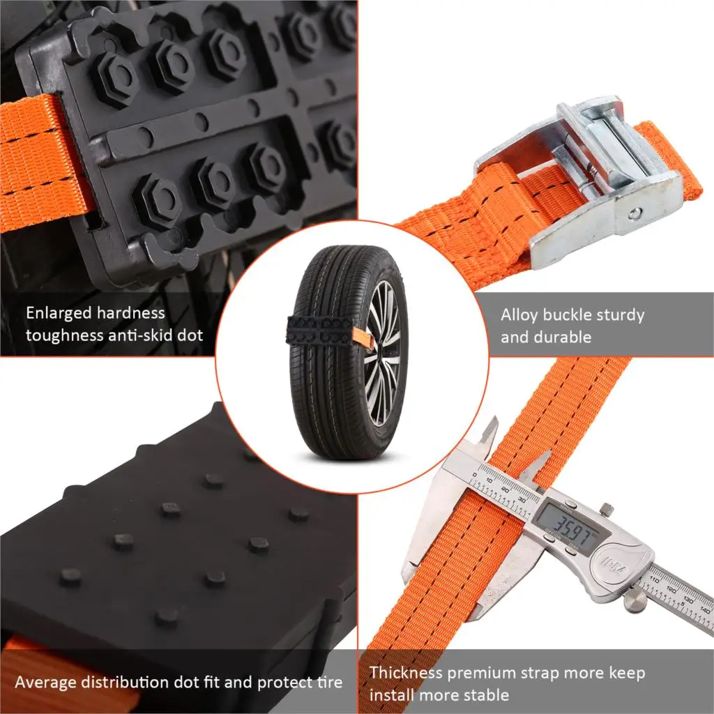 2 шт. пластиковые автомобильные цепи для снега шин противоскользящие колесные