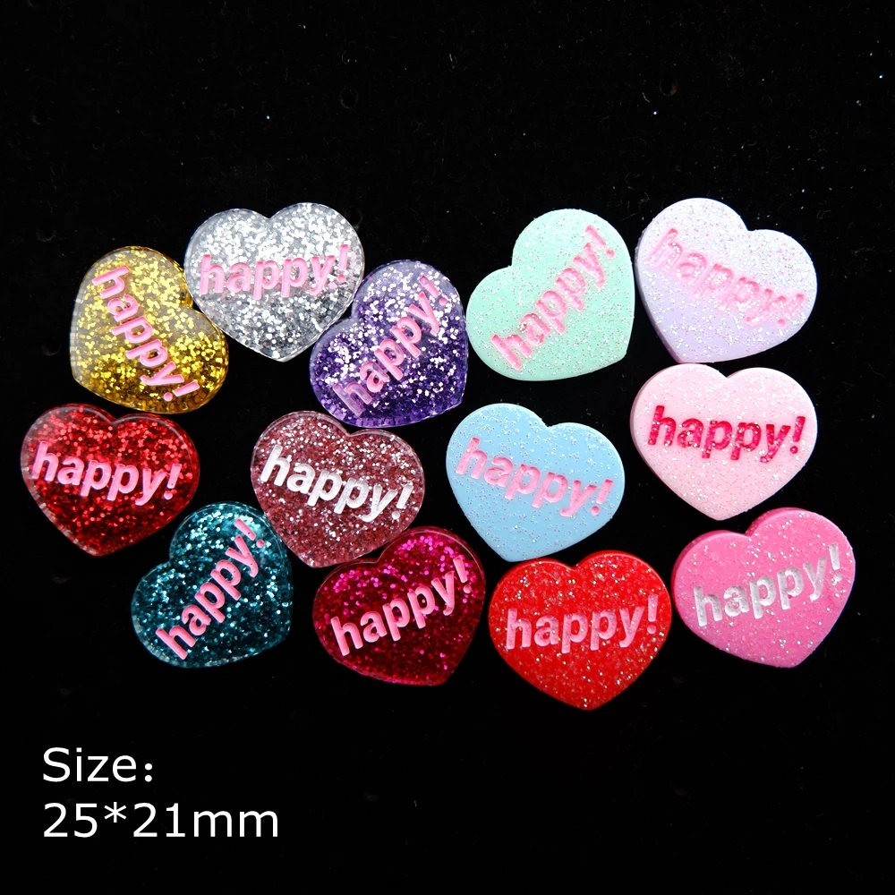 10 шт. смолы счастливы! Поделки в форме сердца плоский кабошон скребок для заказа