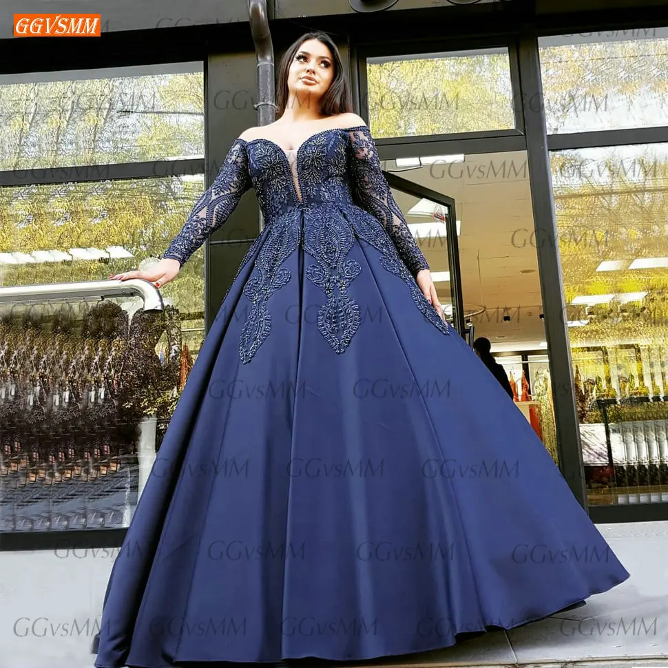 Темно-ярко-синие вечерние платья одежда с длинным рукавом 2021 платье партии