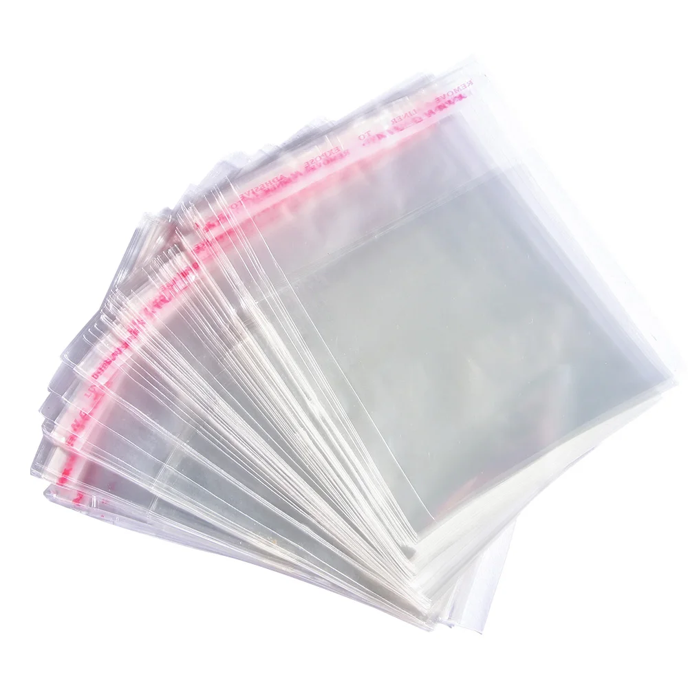 100 Pcs 8cmx12cm Thick Clear Self Adhesive Cellophane Bags Small Sealing Packing Storage Bag Resealable OPP | Украшения и