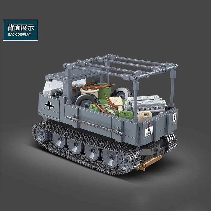 WW2 военный немецкий Полугусеничный автомобиль ROS/03 строительные блоки WW2 армейский солдат грузовик оружие аксессуар Кирпичи игрушки для детей