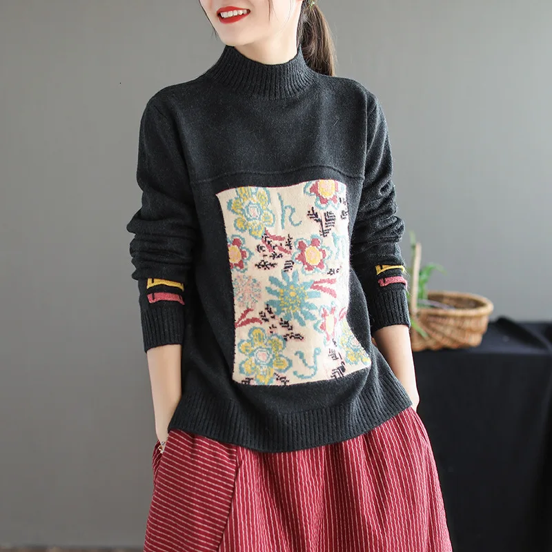 Женский вязаный теплый джемпер SOUL OF TIGER повседневный свободный свитер с высоким