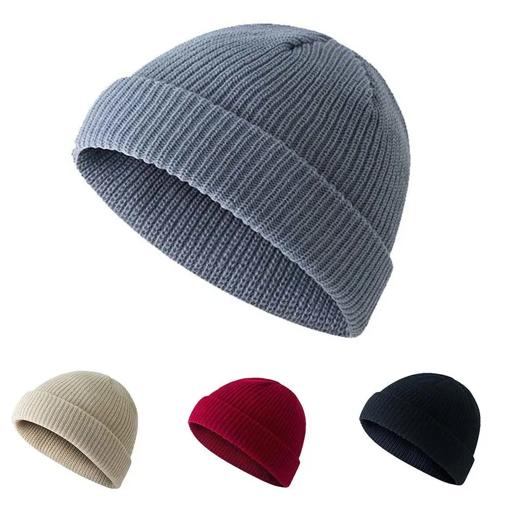 

Unisex Skullcap Warmer Beanies Winter Hat For Women Men Knitted Hats Acrylic Solid Color Skullies Beanie Female Casual Skull Cap
