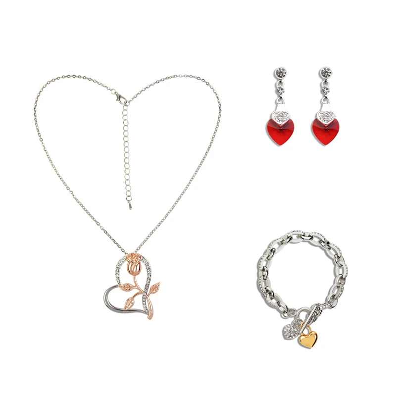 

Luokey Vintage Heart Rose Flower Necklace For Women Long Charm Statement Crystal Pendant Necklace Choker Boho Jewelry Collares