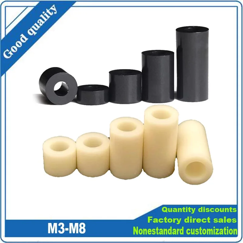 

25pcs Black White ABS Nylon Non-Threaded Spacer Hollow Standoff Washer M3 M4 M5 M6 M8 Inside Diameter ID 3 4 5 6 8mm Screw Bolt