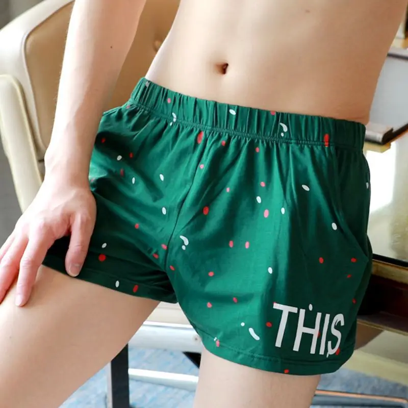 

Men's Leisure Sports Shorts with Large Capacity Pockets Loose Fashion Summer Boxer Pure Cotton Underwear Guy Flat Short Pants