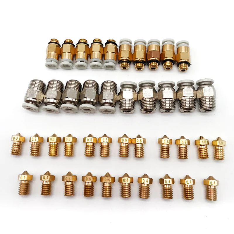 PTFE Боуден трубка 2 мм x 4 с пневматическим разъемом + Насадка Экструдер печатающая