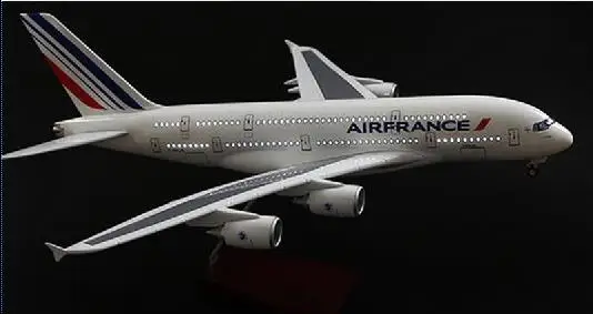 with light 50 см 1/160 весы Air Франция авиакомпания модель самолета Airbus A380 модель самолета Смола самолет с светильник и колеса для сбора - Цвет: with light