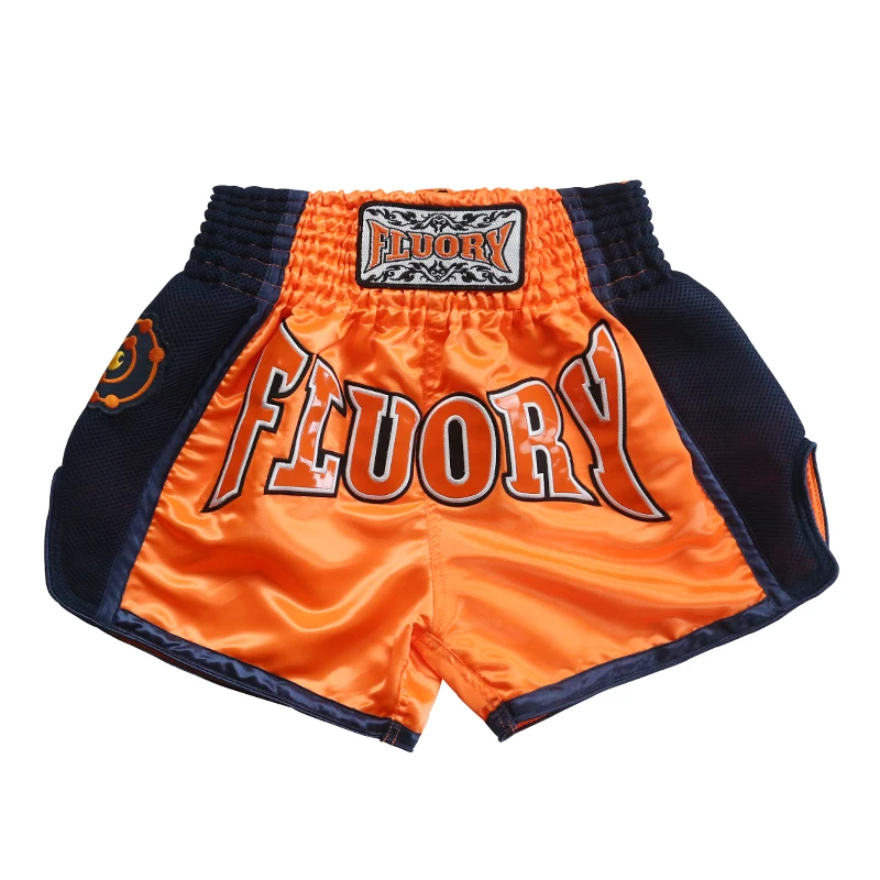 Детские шорты fluory Muay Thai с вышивкой, накладные кикбоксерские шорты