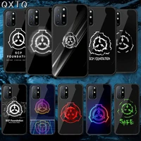special containment scp tempered glass mobile phone bag case cover for oneplus oppo realme find x2 3 6 7 8 9 t pro nord gt neo