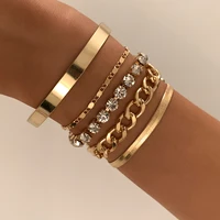 ingesight z luxury shiny rhinestones crystal chain bracelets bangle multi layered chunky thick miami curb cuban bracelet jewelry