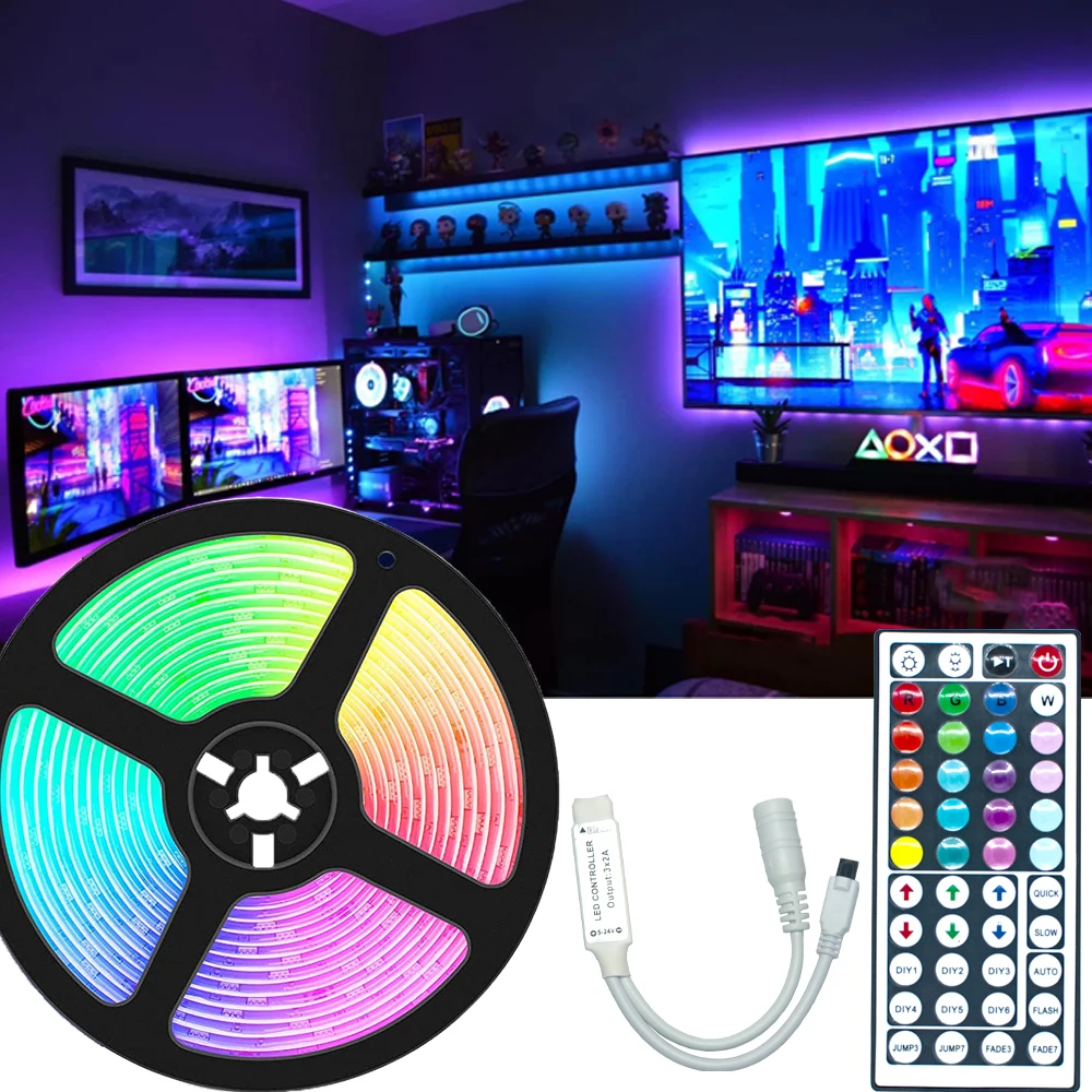 

Infrared Controller LED Strip Light luces LED RGB 5050 SMD 2835 Flexible Lamp Tape Ribbon With Diode DC12V 5M 10M 15M 20M 32.8ft