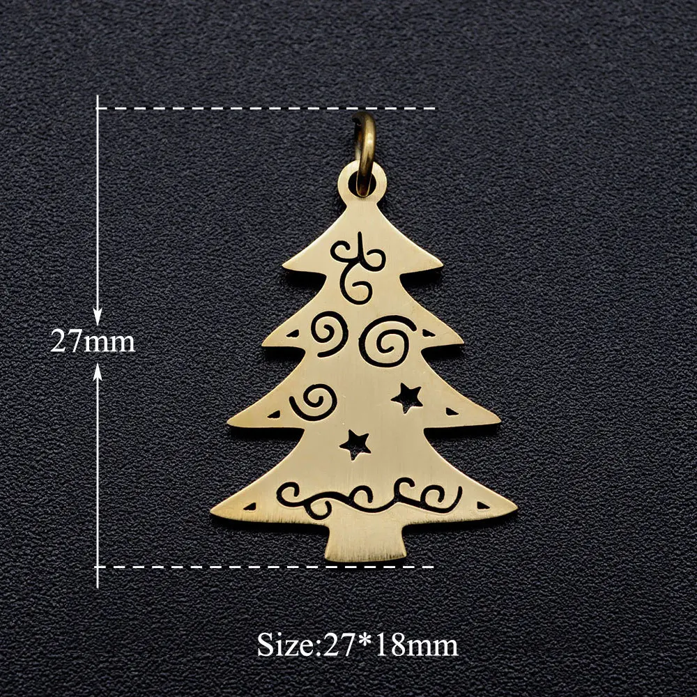 

5pcs/lot 27*18mm Stainless Steel Xmas Christmas trees Pendant Bracelet Charms DIY Crafting Jewelry Making Handicraft Accessories